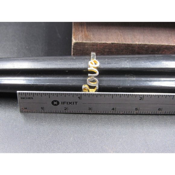 Size 7 Worn Gold Over Sterling Silver Love Word Band Ring - Picture 5 of 6